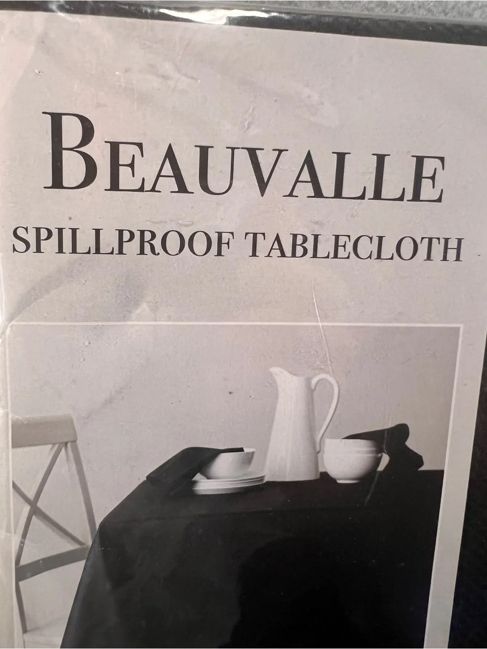Beauvalle Black Spillproof Tablecloth 60x104 Textured Oblong New
